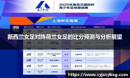 新西兰女足对阵荷兰女足的比分预测与分析展望