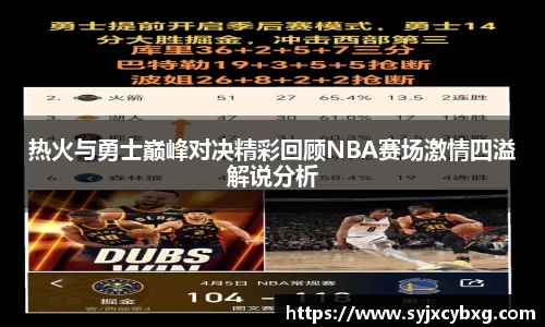 热火与勇士巅峰对决精彩回顾NBA赛场激情四溢解说分析